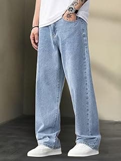 O2 ROUTE Loose Fit Mid Rise Light Blue Men Denim Jeans