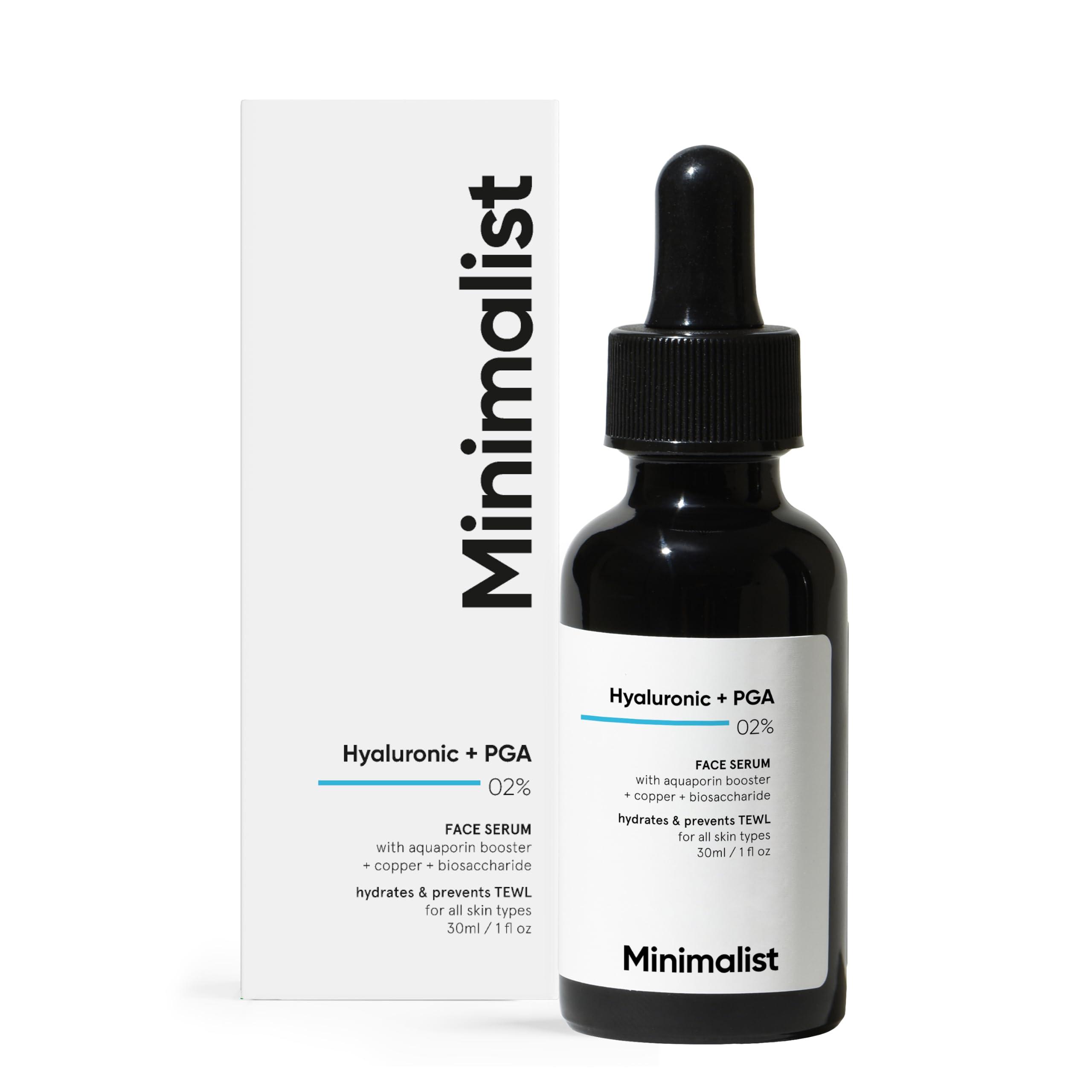Minimalist 2% Hyaluronic Acid + PGA Serum for Intense Hydration, Glowing Skin & Fine Lines | Daily Hydrating Face Serum For Women & Men with Dry, Normal & Oily Skin | 30 ml