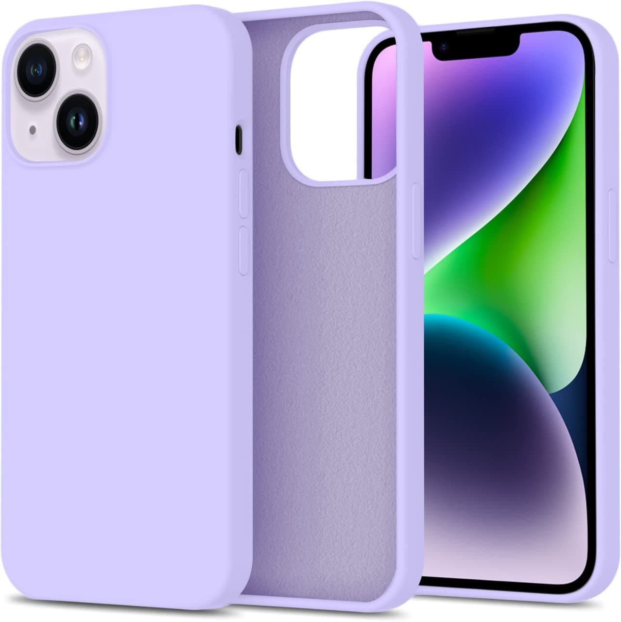 DIZORO® Compatible with iPhone 14 Case, Liquid Silicone Case, Full Body Protective Cover, Shockproof, Slim Phone Case, Anti-Scratch Soft Microfiber Lining, 6.1 inch - (Purple)
