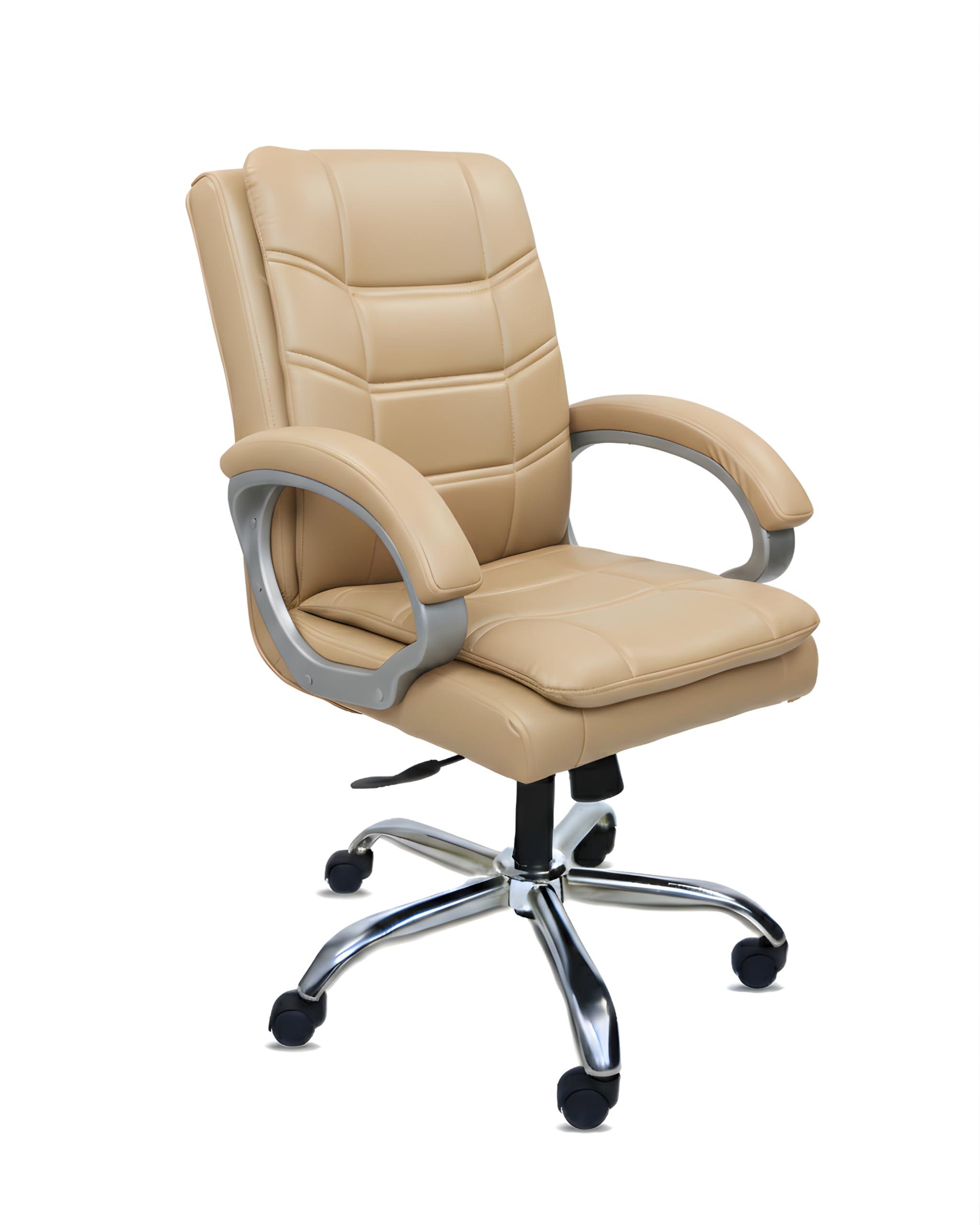 activa Executive Revolving Office Chair | Ergonomic Computer Desk Chair with Cushioned Seat| Heavy Duty Steel Base, Adjustable Height & 360° Swivel Wheel| Study/Home/Offcie Visitor Chair (Star, Beige)