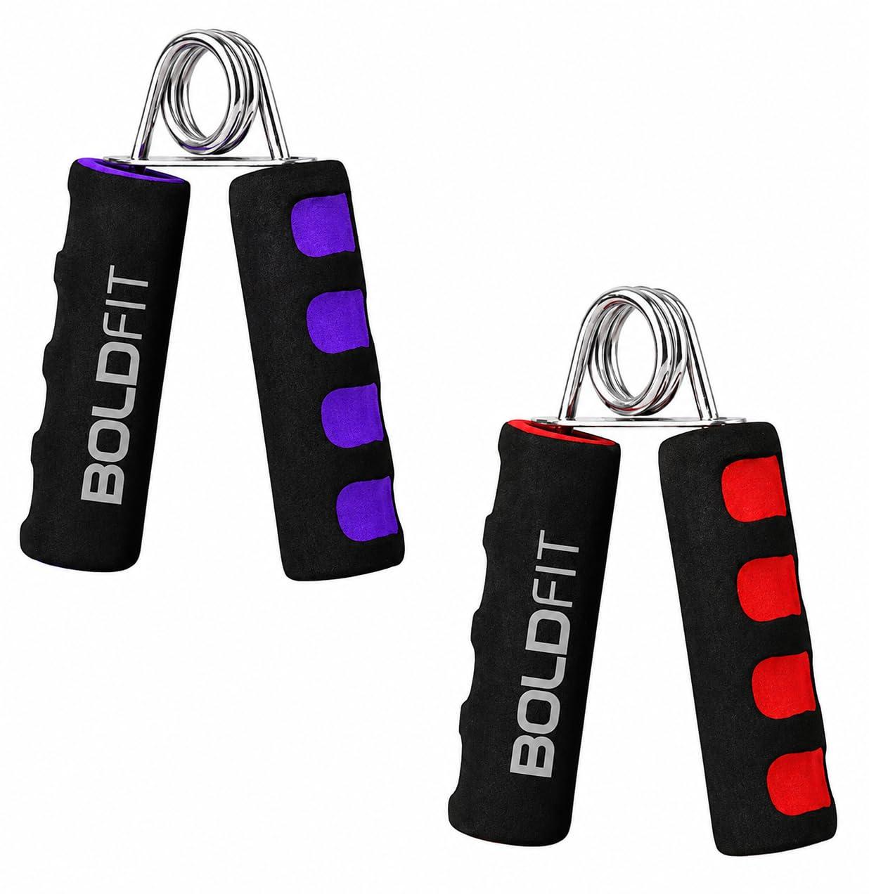 Boldfit Hand Grip Strengthener with Foam Handle, Hand Gripper for Men & Women for Gym Workout Hand Exercise Equipment to Use in Home for Forearm Exercise, Finger Exercise Power Gripper Red Blue -2pcs