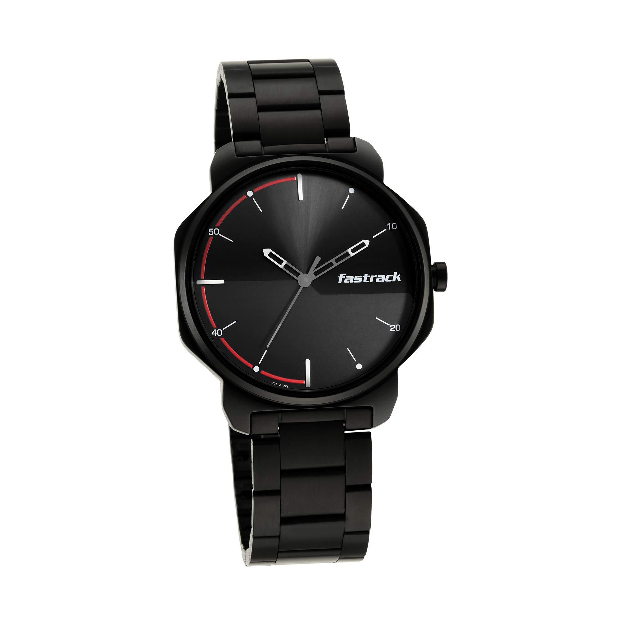 Fastrack Stunners Quartz Analog Black Dial Black Metal Strap Watch for Guys - NT3254NM01