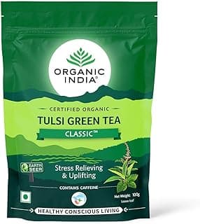 Organic India Green Tea Classic with Zipper Pack (Pack of 2 X 100 Gram, 200 Gram)