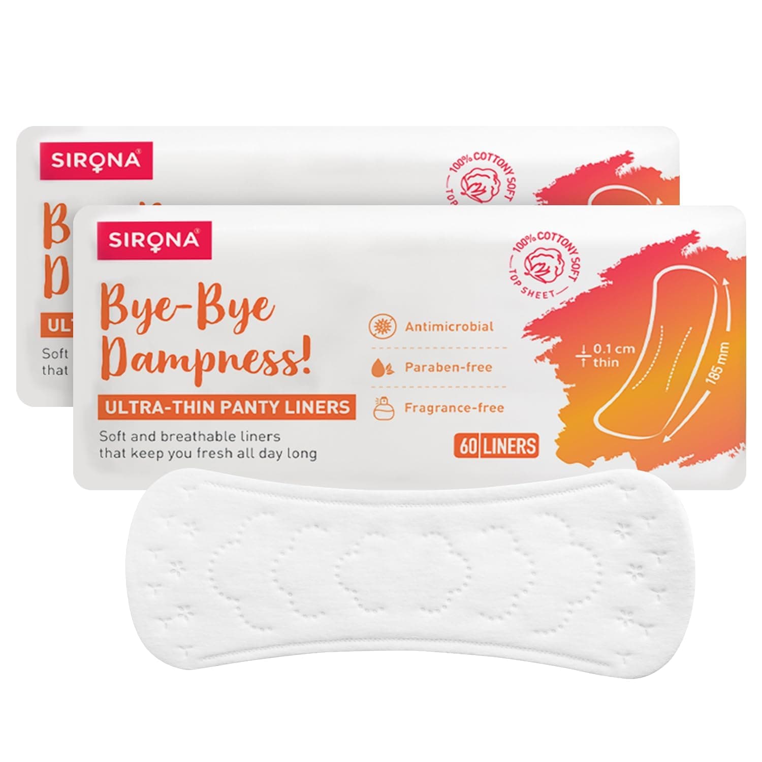 Sirona Dry Comfort Daily Use Panty Liners for Women - Large, 60 Liners (Pack of 2) | Soft Cottony Panty Liner Pads for Women with 8 hours Protection