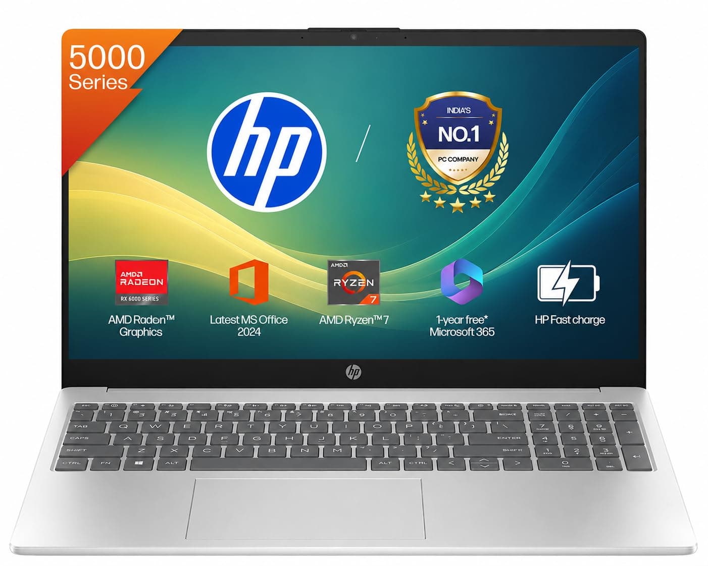 HP 15 Laptop | AMD Ryzen 7 5825U |16GB DDR4 RAM | 512GB SSD |15.6" (39.6 cm) FHD Display |AMD Radeon Graphics| Backlit KB | FHD Camera| Win 11| MS Office 2024 + M365*(1-Yr) | Silver |1.59kg |fc0533AU