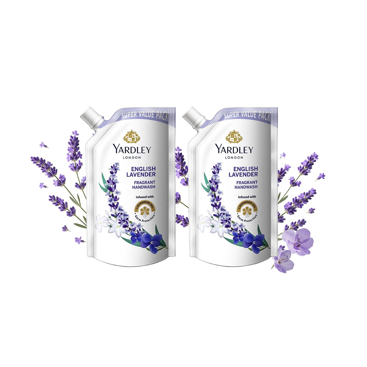 Yardley London English Lavender 600ml Pack of 2 Fragrant Handwash| Infused with Pure Lavender Oil| Germ Protection| For Soft & Fragrant Skin