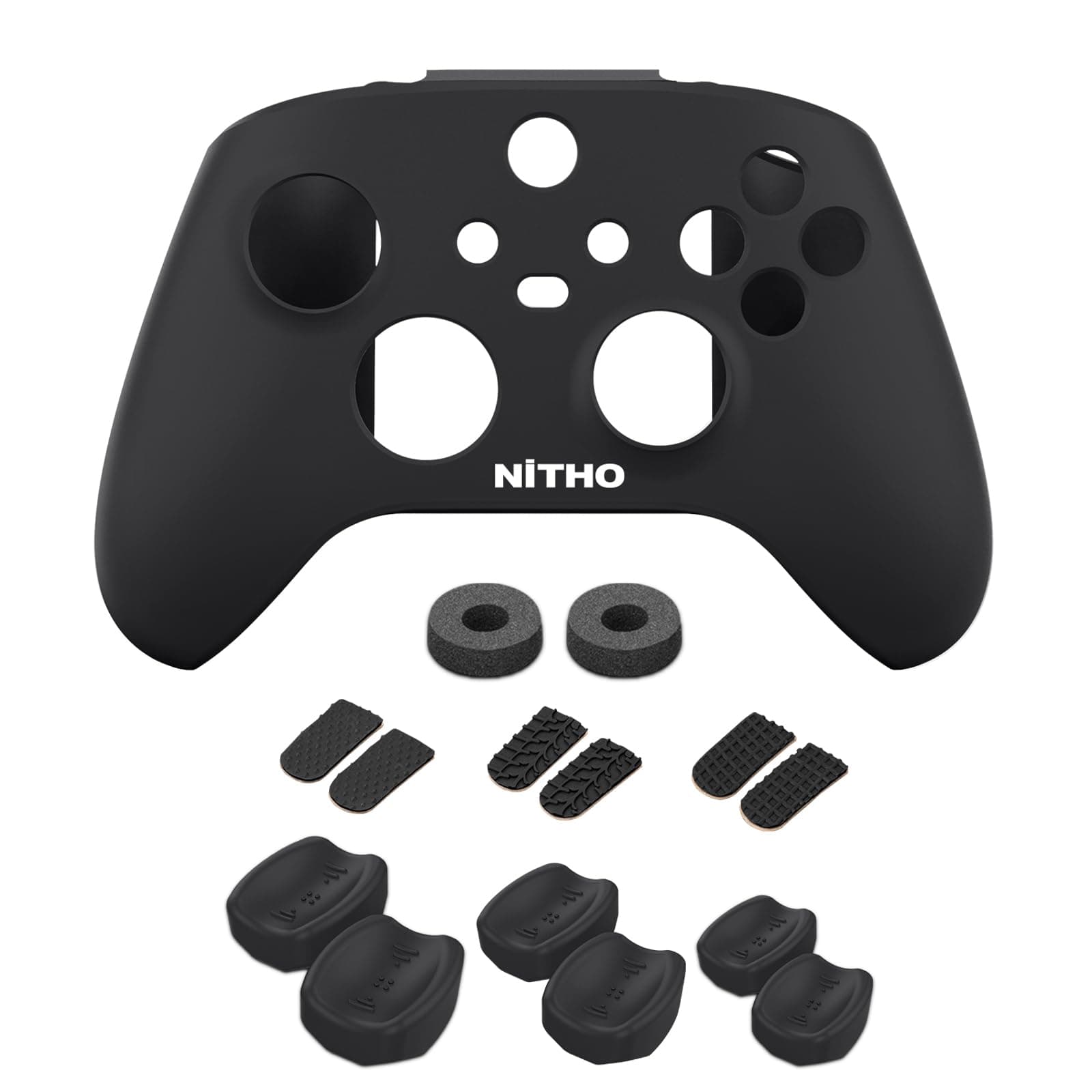 NiTHO FPS Kit Compatible with Xbox Series X/S, Anti-Sweat Silicone Handle Cover Avoid Scratches and Dust, 3 Sizes of 2 Concave Thumb Grips, 3 Set of 2 Rubber Triggers, Set of 2 Mini-stick Enhancers
