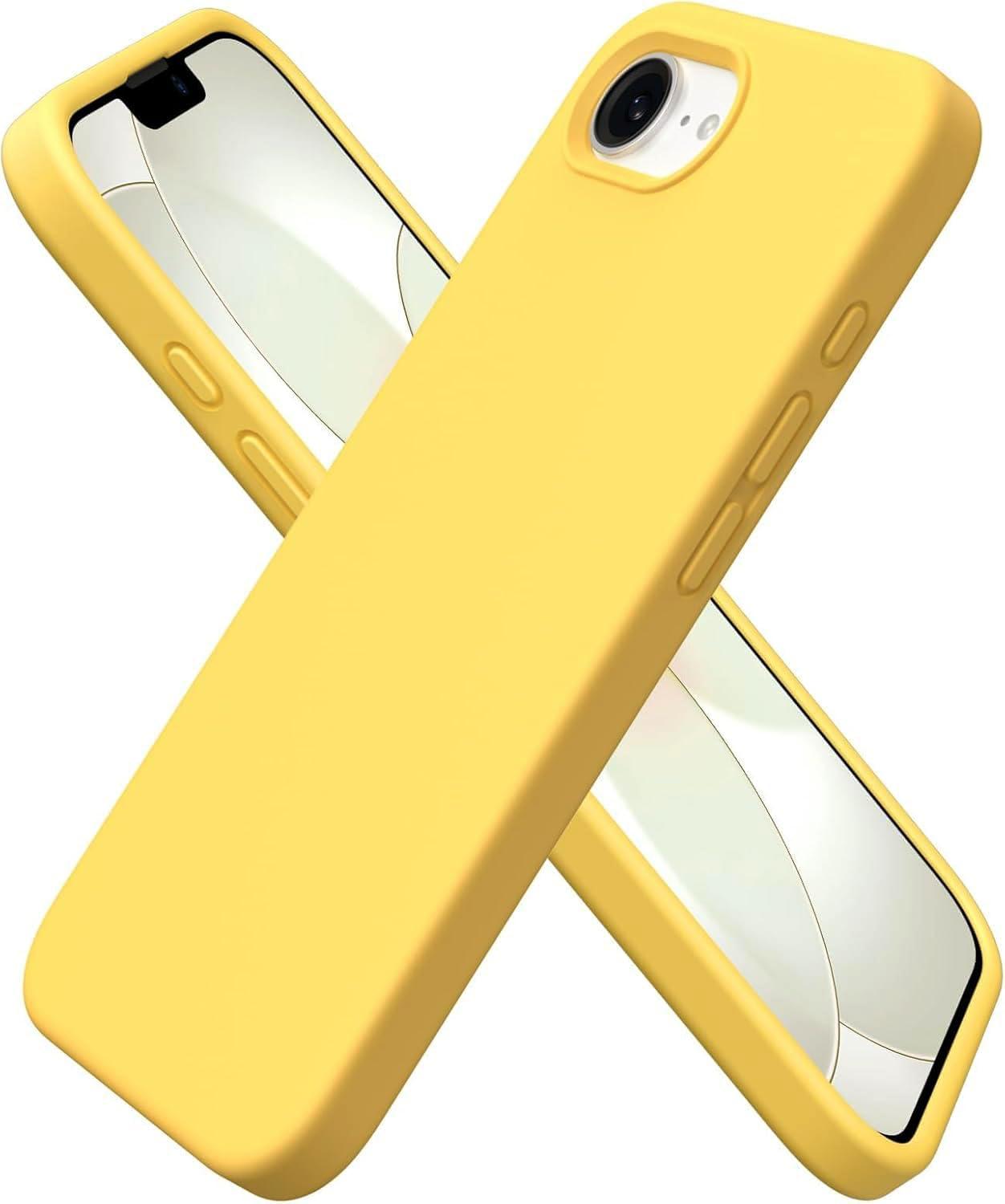 DIZORO Compatible with iPhone 17e / 16e Case 6.1, Slim Liquid Silicone 3 Layers Full Covered Soft Gel Rubber Phone Cases Protective Back Cover 6.1 Inch - Yellow