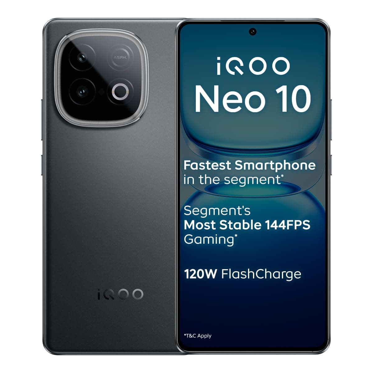 iQOO Neo 10 (Asphalt Black, 8GB RAM, 256GB Storage) | Segment's Fastest Processor* with Snapdragon 8s Gen 4 & Supercomputing chip Q1 | 120W FlashCharge | Segment's Brightest AMOLED Display*