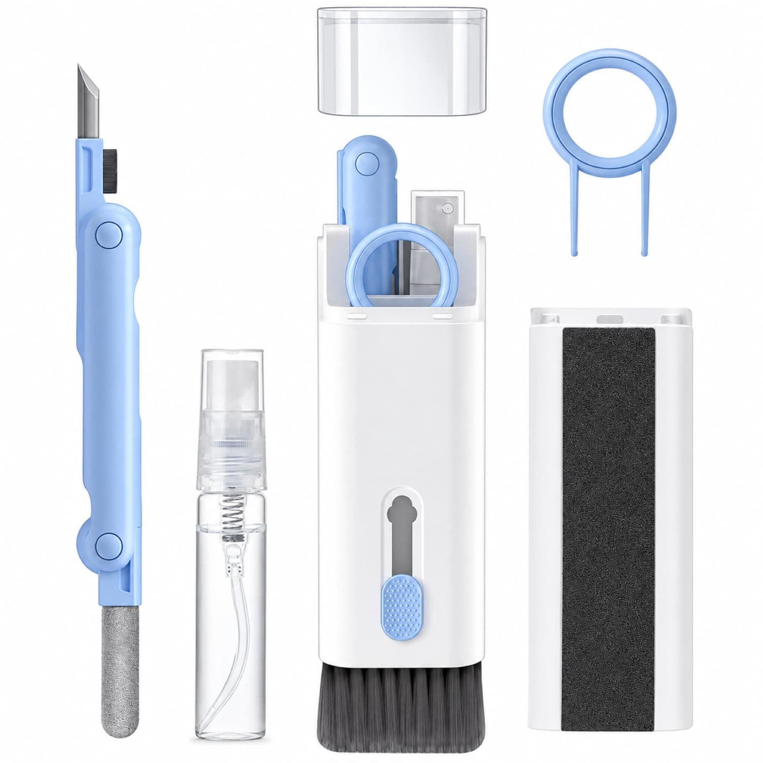 Elfora 7 in 1 Electronic Cleaner kit | Cleaning Kit for iPad | iPhone | Airpods | Monitor Screen | Keyboard | Dust Brush Including Soft Sweep | Swipe | Airpod Cleaner Pen | Key Puller and Spray Bottle