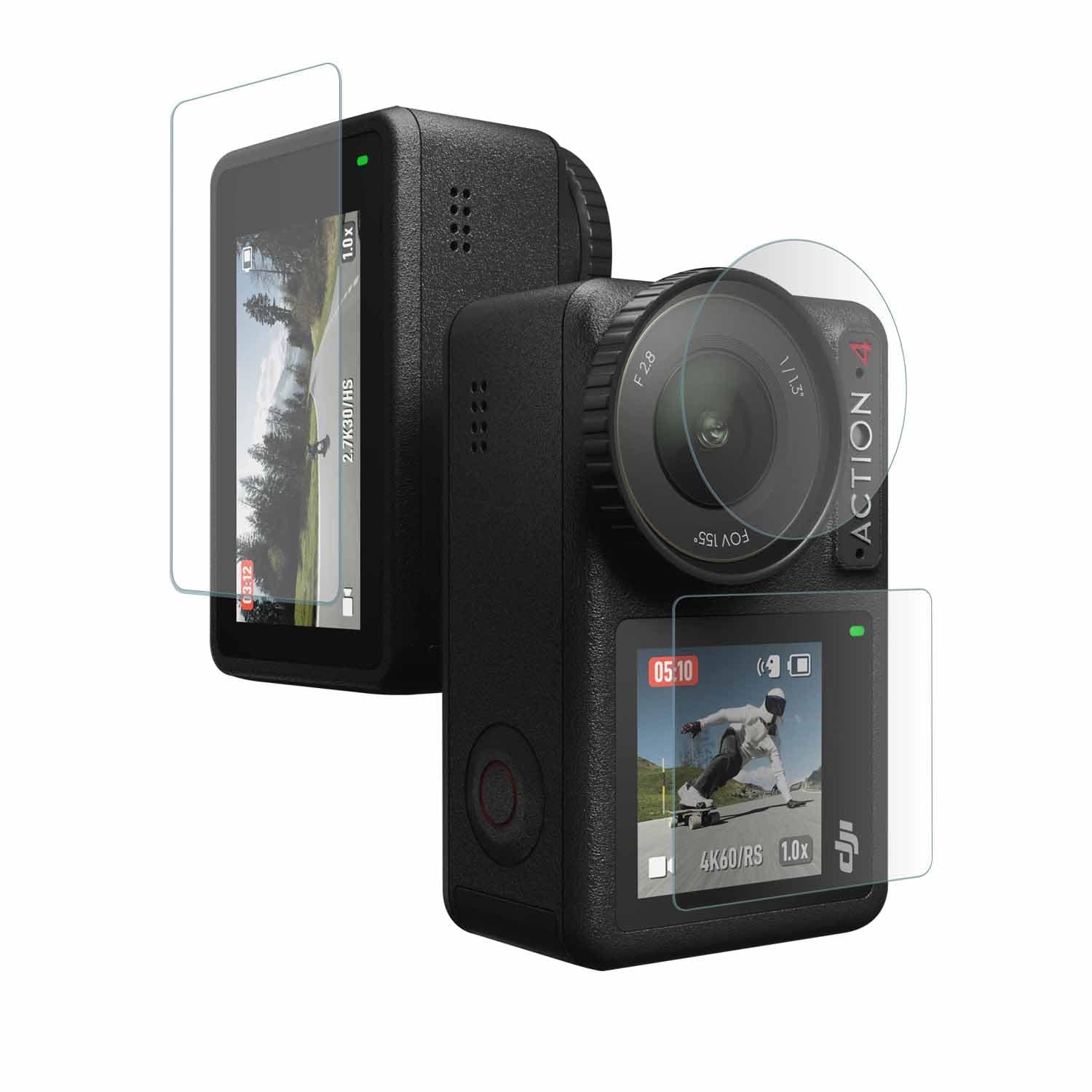 POPIO Military-Grade Gorilla Tempered Glass for DJI Osmo Action 4 Camera (Transparent) Edge To Edge Full Screen Coverage With Installation Kit, Complete Set Of 3 Glass