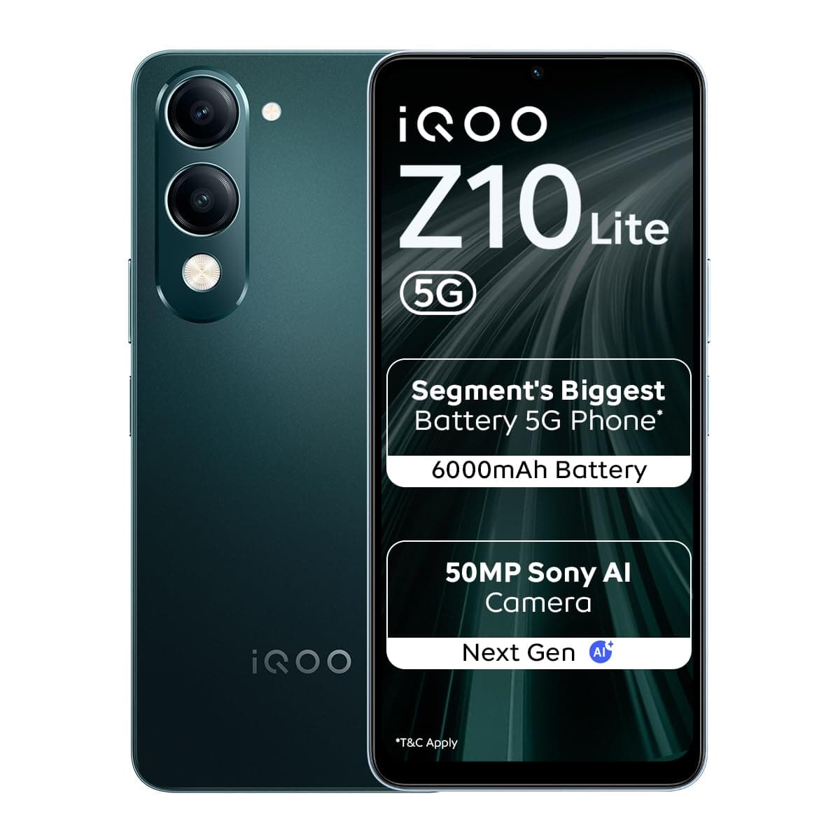 iQOO Z10 Lite 5G (Cyber Green 2026, 4GB RAM, 128GB Storage) | Dimensity 6300 5G Processor | 50MP Sony AI Camera | 6000 mAh Battery | IP64 Rated & Military Grade Shock-Resistance*