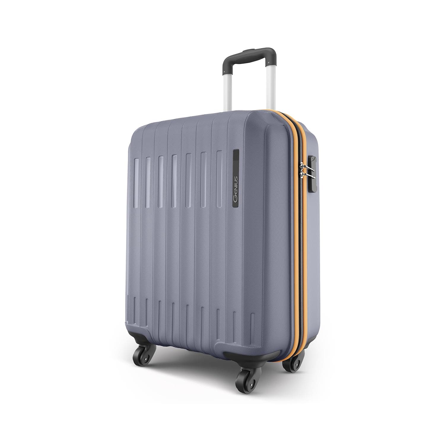 Safari Genius Alley 55cm Cabin Trolley Bag Hard Case Polypropylene, 4 Spinner Wheels, 360 Degree Wheeling Carry on Luggage, Travel Bag, Suitcase, Trolley Bags, Flintstone Softline (Grey)