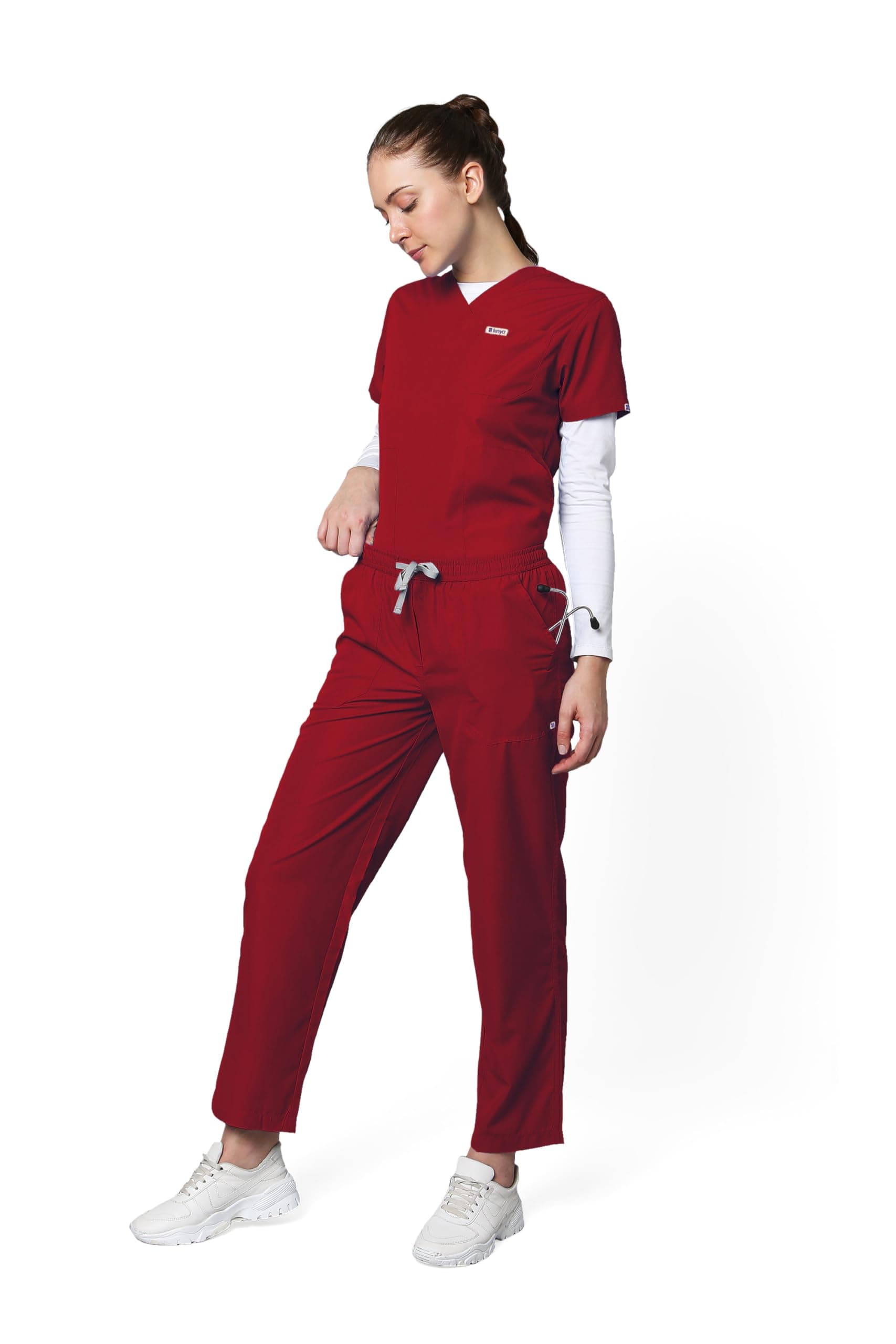 Knya Scrub Suit for Women | 5 Pocket | V Neck Top & Bottom Set | Short Sleeves | Lightweight & Breathable | Hospital Clinic & OT Wear | Medical Uniform | Scrubs for Female Doctors Nurses & Dentists