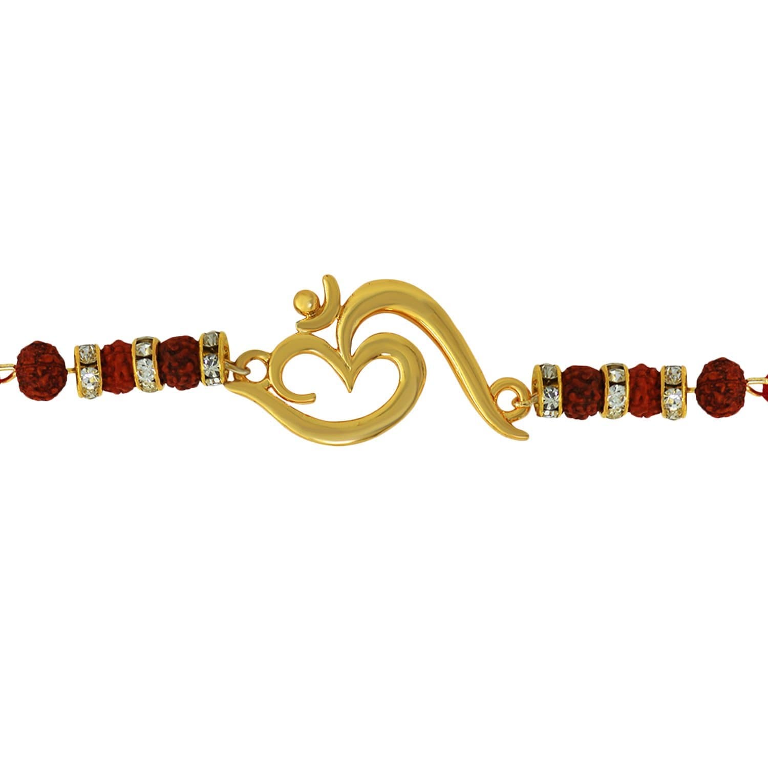 Mahi Om Rakhi for Brother | Gold Plated Rakshabandhan Single Rakhi with Rudraksh for Bhai, Bhaiya, Brother (BR1100546G)