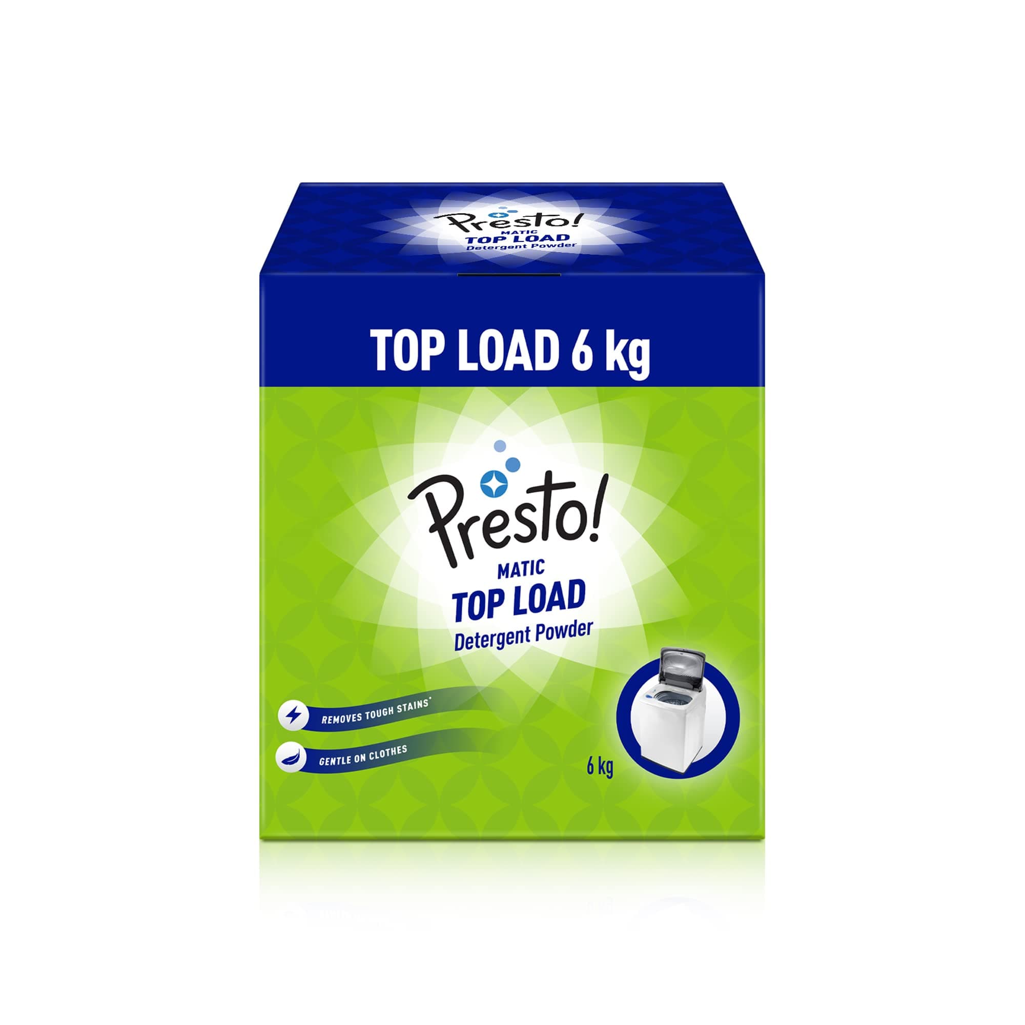 Amazon Brand - Presto! Matic Top Load Detergent Powder | 6 Kg | 1 Kg X 6 Packs | Removes Tough Stains | Gentle On Clothes | Protects Fabric Color | Refreshing Fragrance | Bleach-Free Washing Powder