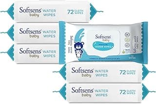 Softsens Baby 99.9% Pure Water Wipes | Pure Aloe Vera Extract with Lid Wipes For Babies (Pack of 6)
