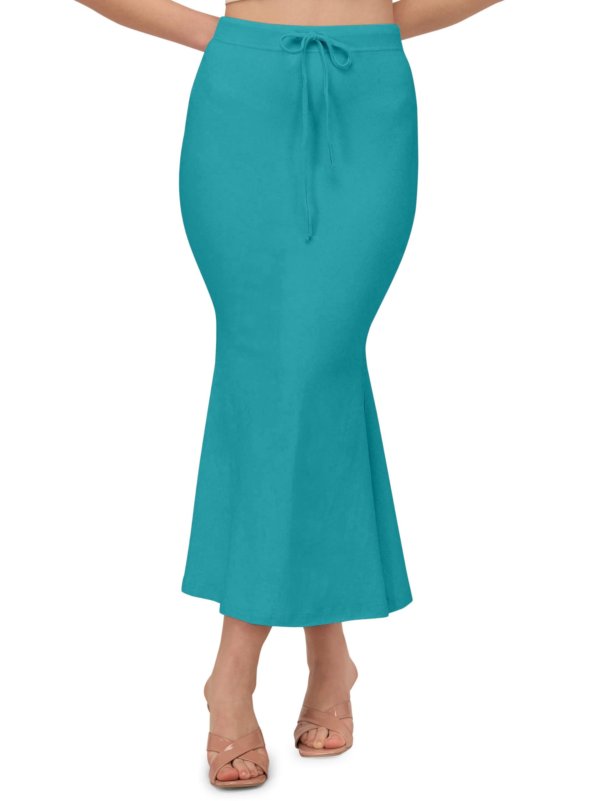 Mehrang Stretchable Saree Shapewear Petticoat for Women, Cotton Blended,Petticoat,Skirts for Women,Shape Wear Dress for Saree (in, Alpha, 2XL, Regular, Iceblue)