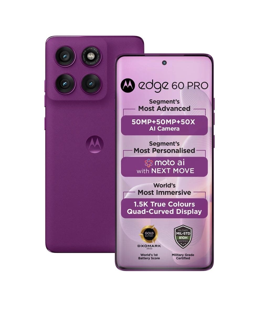 Motorola Edge 60 Pro 5G (Pantone Sparkling Grape, 12GB RAM, 256GB Storage), Purple