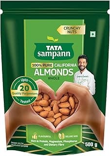 Tata Sampann Pure California Almonds/Badam Whole, 500g, Real Nuts, High in Fiber, Badam Giri, Rich in Protein, Magnesium, Phosphorus and Dietary Fibre, Nuts & Dry Fruits