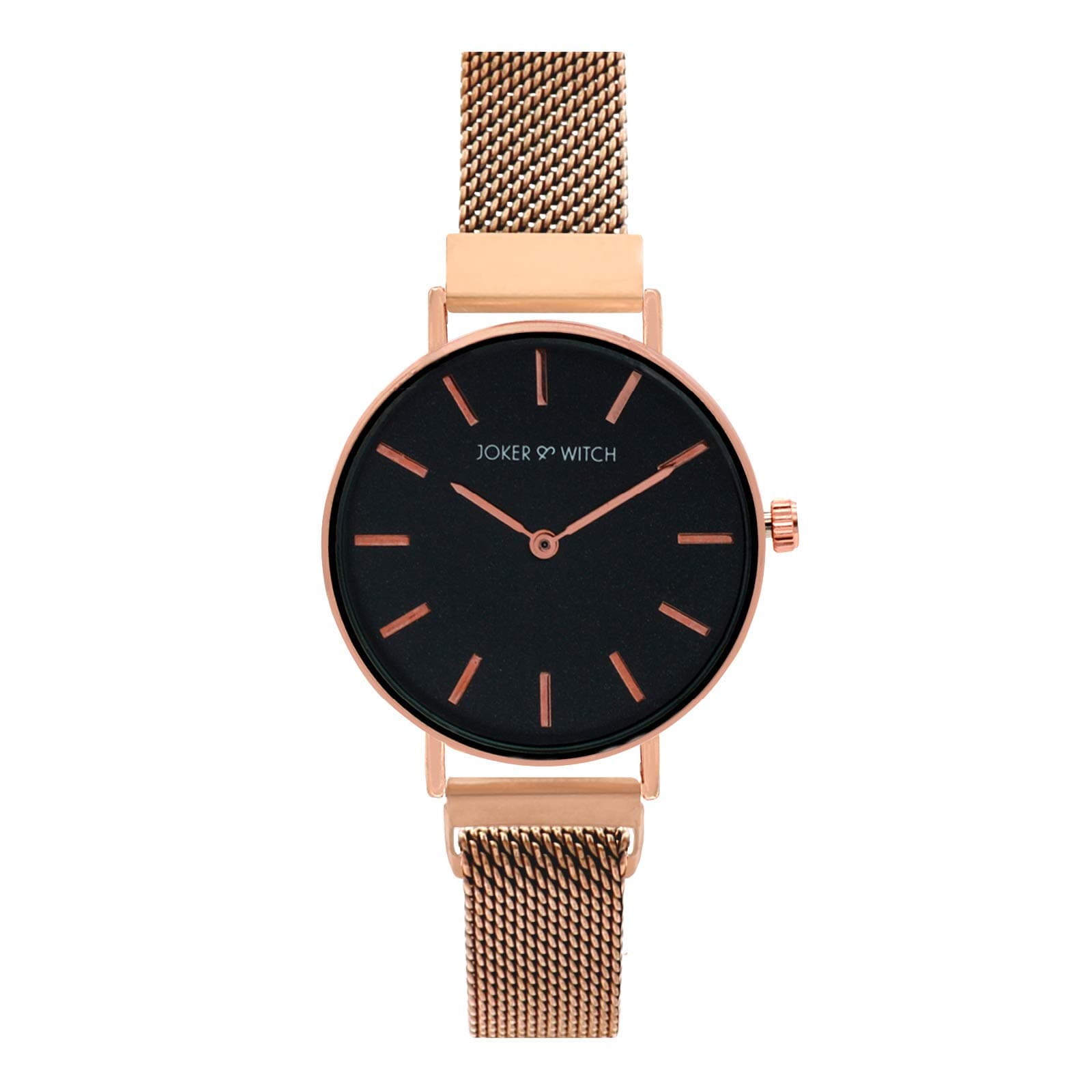 Joker & Witch Natalie Black Dial 14mm Rose Gold Stainless Steel Watch for Women