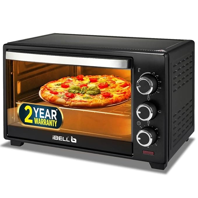 IBELL Oven Toaster Grill OTG, 19 Litre, 1500W, Adjustable Temperature & Timer, Auto Cut-off, 2 Year Warranty, EO19LG (Black)