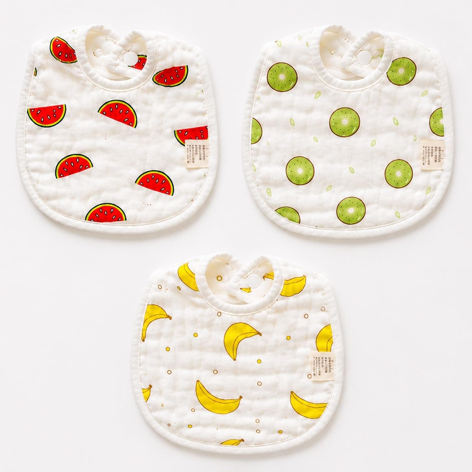 BabyGo Muslin Cotton Baby Bibs | Pure Cotton 8-Layer Gentle & Breathable Feeding Bibs with Cute Cartoon Prints | Soft, Durable & Reusable Drool Bibs for Babies, Kids & Toddlers | Set of 3 (Multicolor)