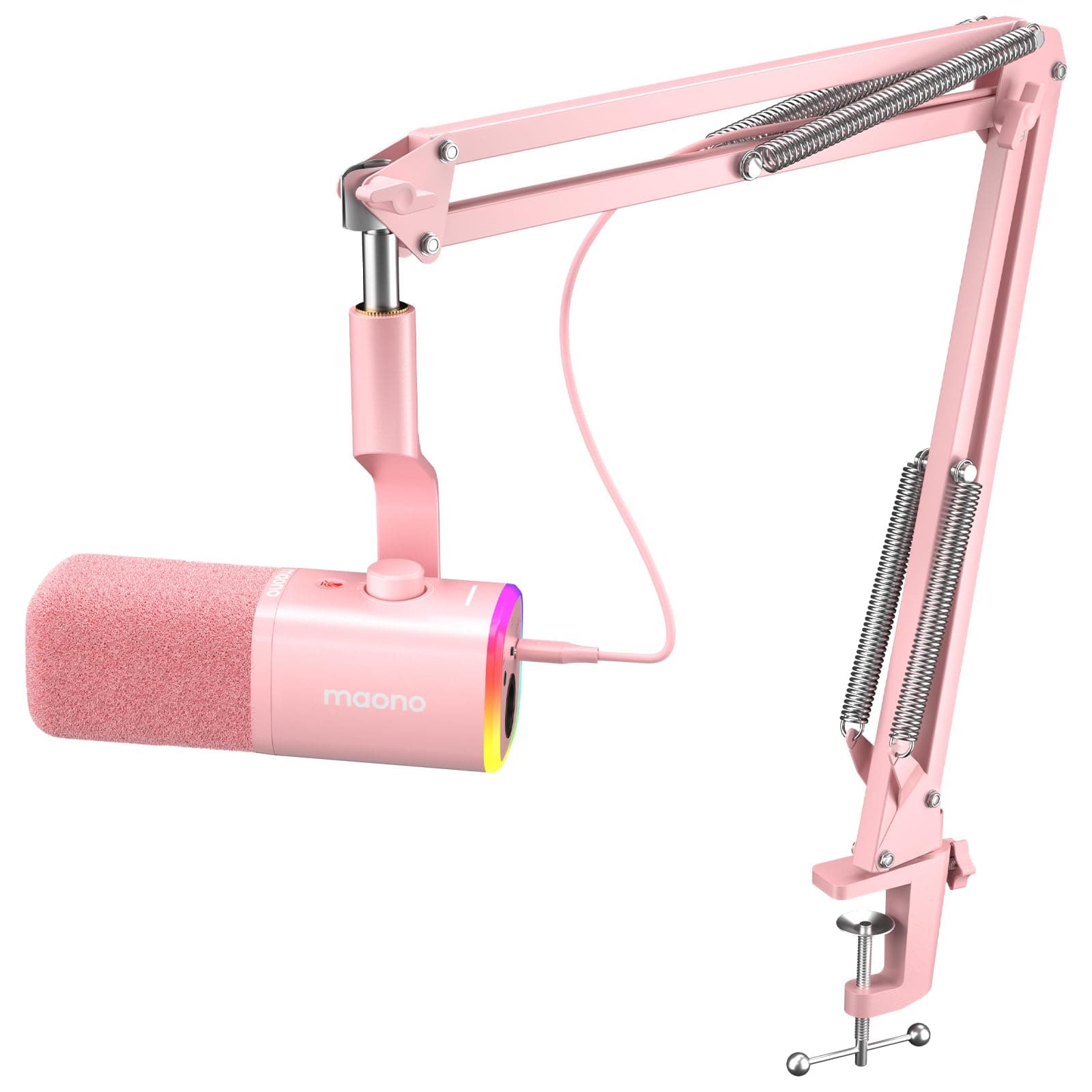 MAONO Dynamic Gaming Microphone: USB/XLR Podcast Mic with Boom Arm, Software, PC Mic for Gamer- Podcast Setup for Streaming, Recording Studio, YouTube Content Creation Online Chat-PD100XS (Pink)