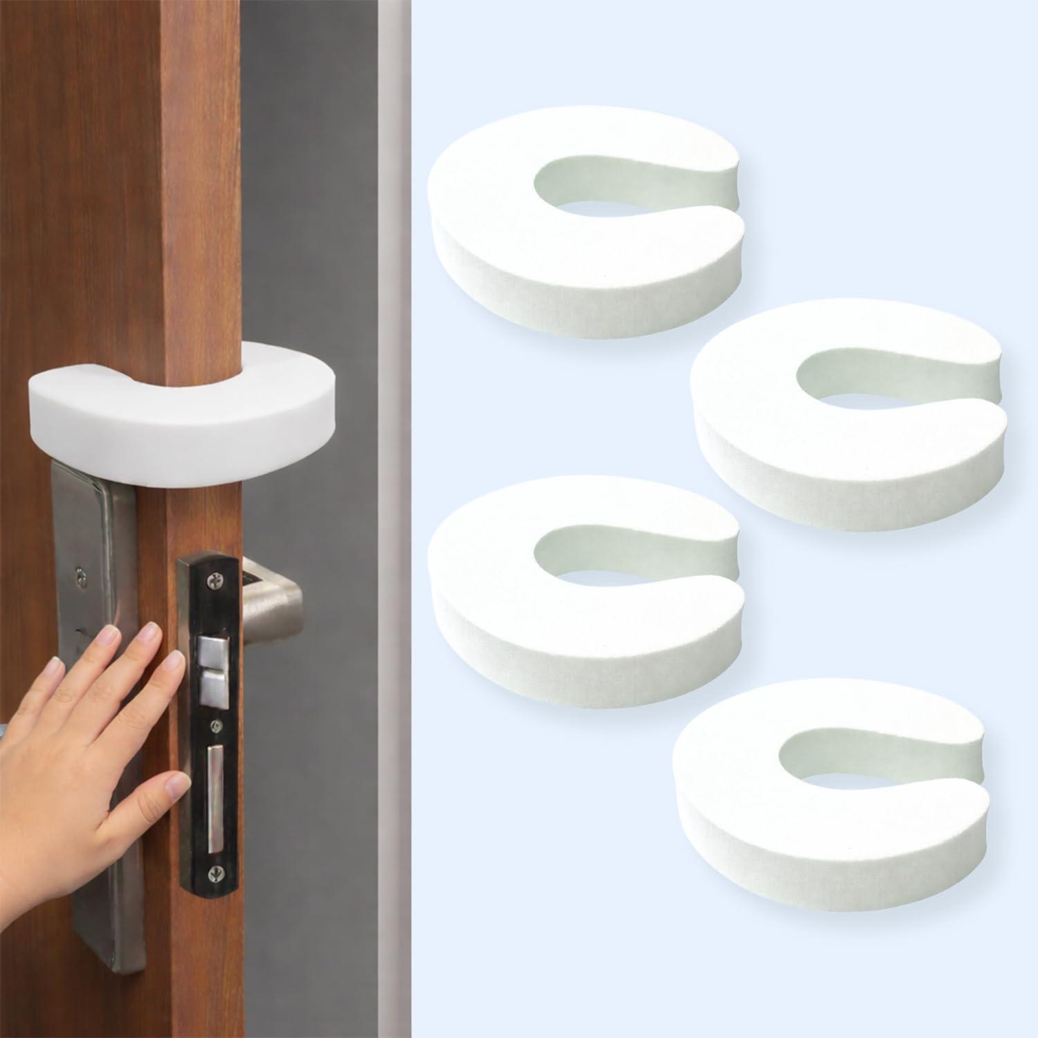 AWEJOY Baby Safety Door Stopper Guard| Soft Foam Jammer for Home | Prevents Finger Injuries & Slamming | Baby Proofing Guard for Kids & Pets (White, Pack of 4)