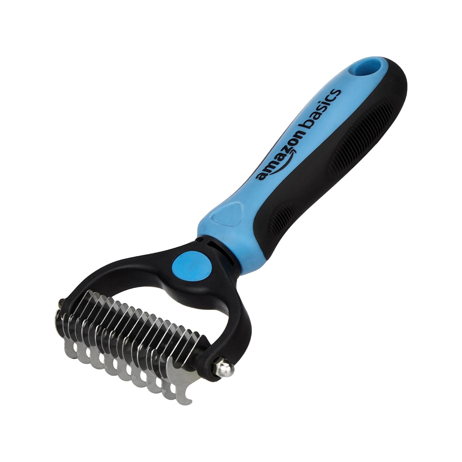 Amazon Basics, Deshedding Tool with Rake for Pet Dog Grooming | Dematting Tool | Removes Loose Hair, Mats, Tangles, and Dirt | Suitable for All Dog Breeds | Large Blade