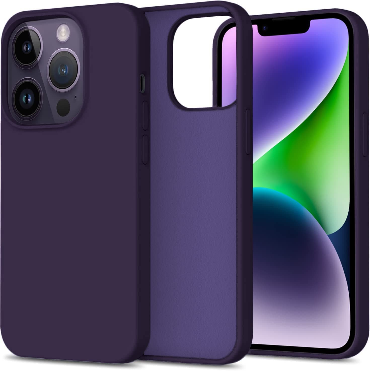 DIZORO® Compatible with iPhone 14 PRO MAX Case, Liquid Silicone Case, Full Body Protective Cover, Shockproof, Slim Phone Case, Anti-Scratch Soft Microfiber Lining, 6.1 inch - (Deep Purple)