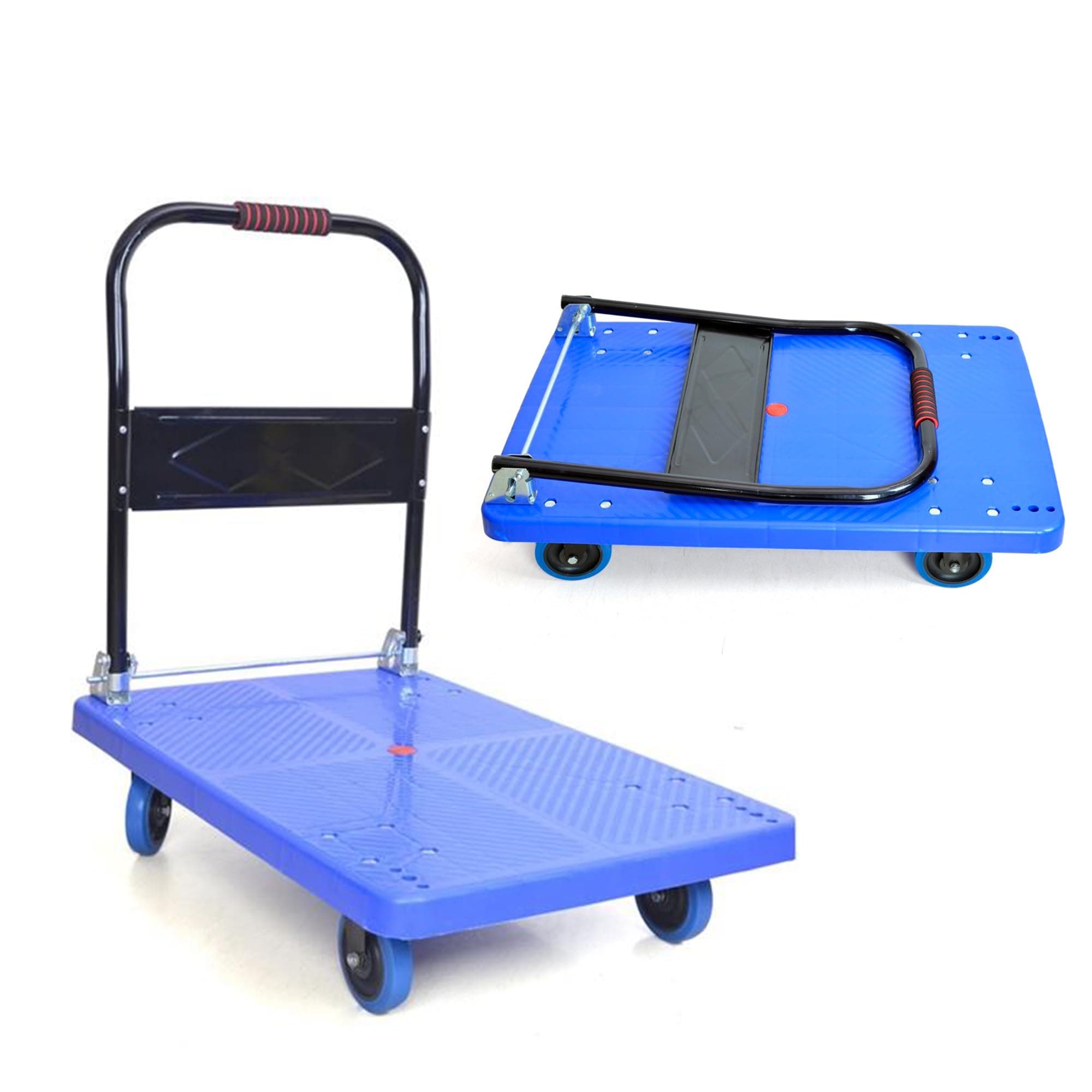 BonKaso 150Kg Foldable Platform Trolley 72.5x48.5x98.5cm Black