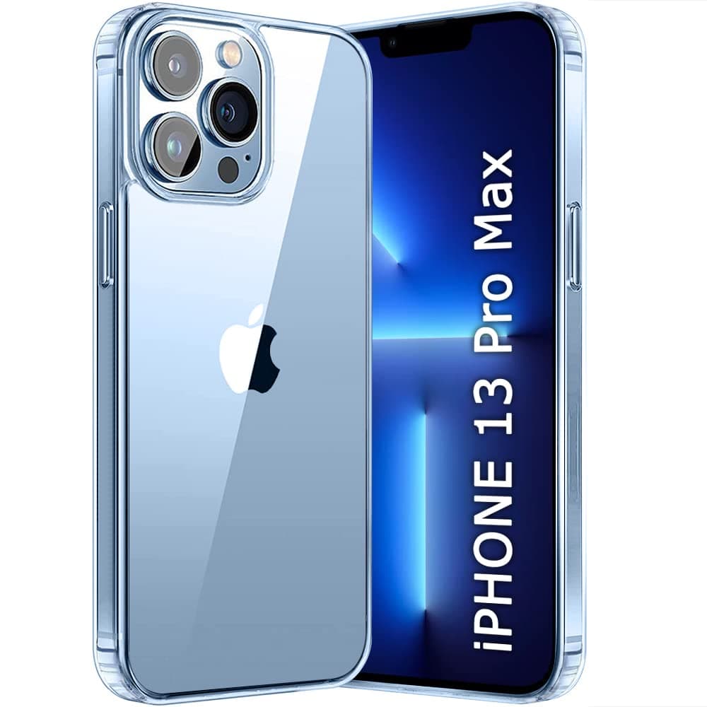 TheGiftKart Ultra-Hybrid Crystal Clear Back Case Cover for iPhone 13 Pro MAX | Shockproof Design | Hard Back Cover Case for iPhone 13 Pro MAX (PC & TPU, Transparent)