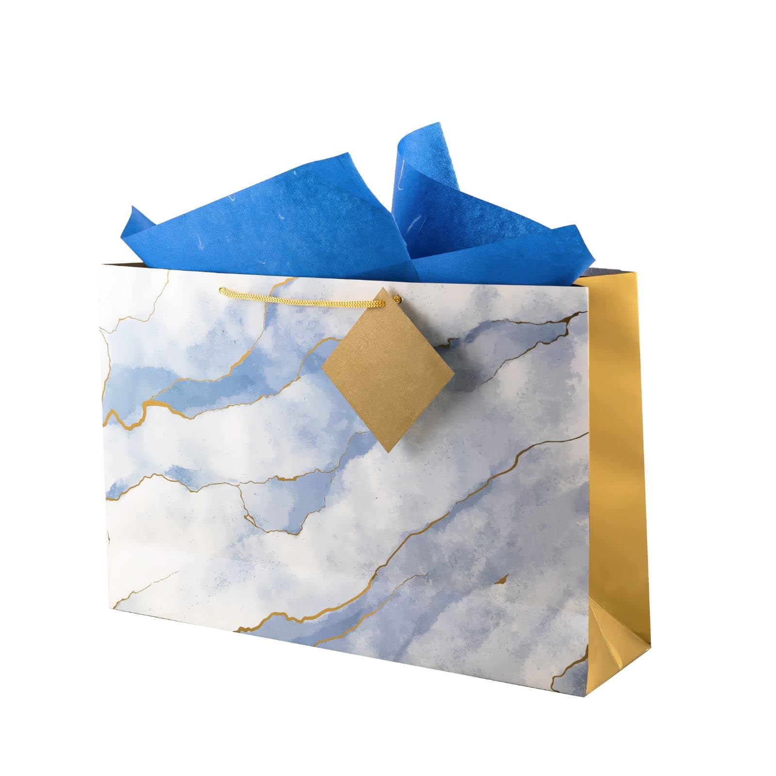 Birch & Co. Gift Bags - Paper Bags For Return Gifts - Paper Gift Bag - Large Carry Bags For Gifting - Large Goodie Bags With Tissue And Thank You Card - Gift Covers - Pack Of 20, Marble, Multi