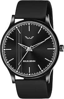 LOUIS DEVIN Silicone Strap Analog Wrist Watch for Men (Black/Blue/Red) | LD-BK054