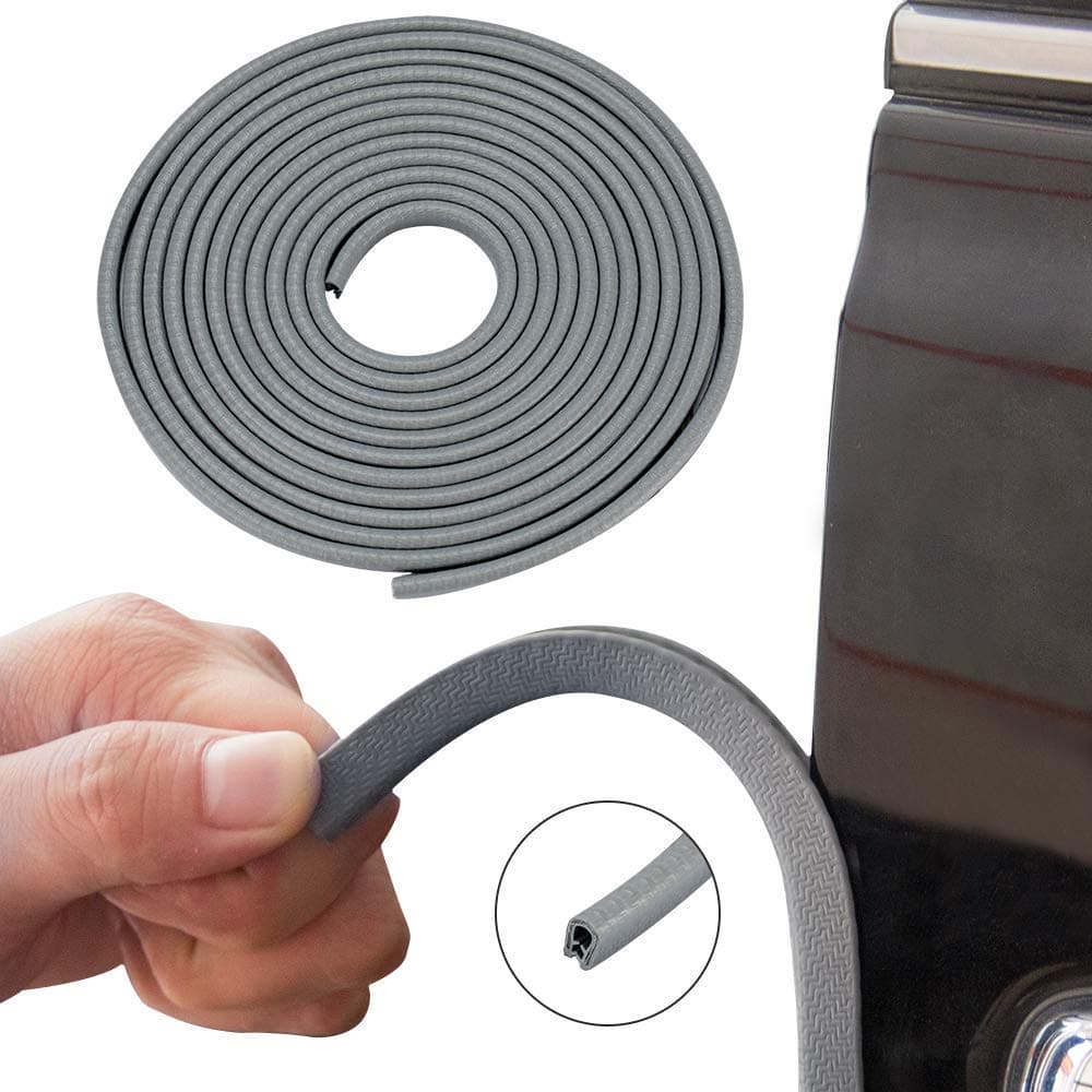 Automaze U Shape Car Door Edge Guards Trim Rubber Strip Seal Protector Fit for Most Car, No Glue Required (Grey, 16 ft/m)