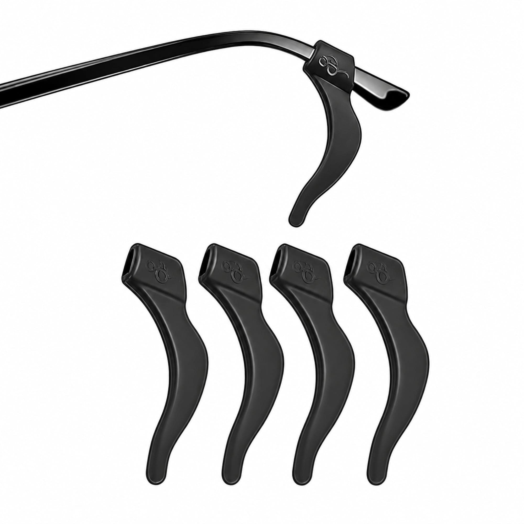 QEEIG Eyeglasses Ear Grip Soft Comfortable Anti slip Silicone Hook Lock Tip Holder Eyeglass Temple Tips Sleeve Retainer Corrosion Resistant Sunglasses Spectacles | 7 Cm | Black | 2 Pair