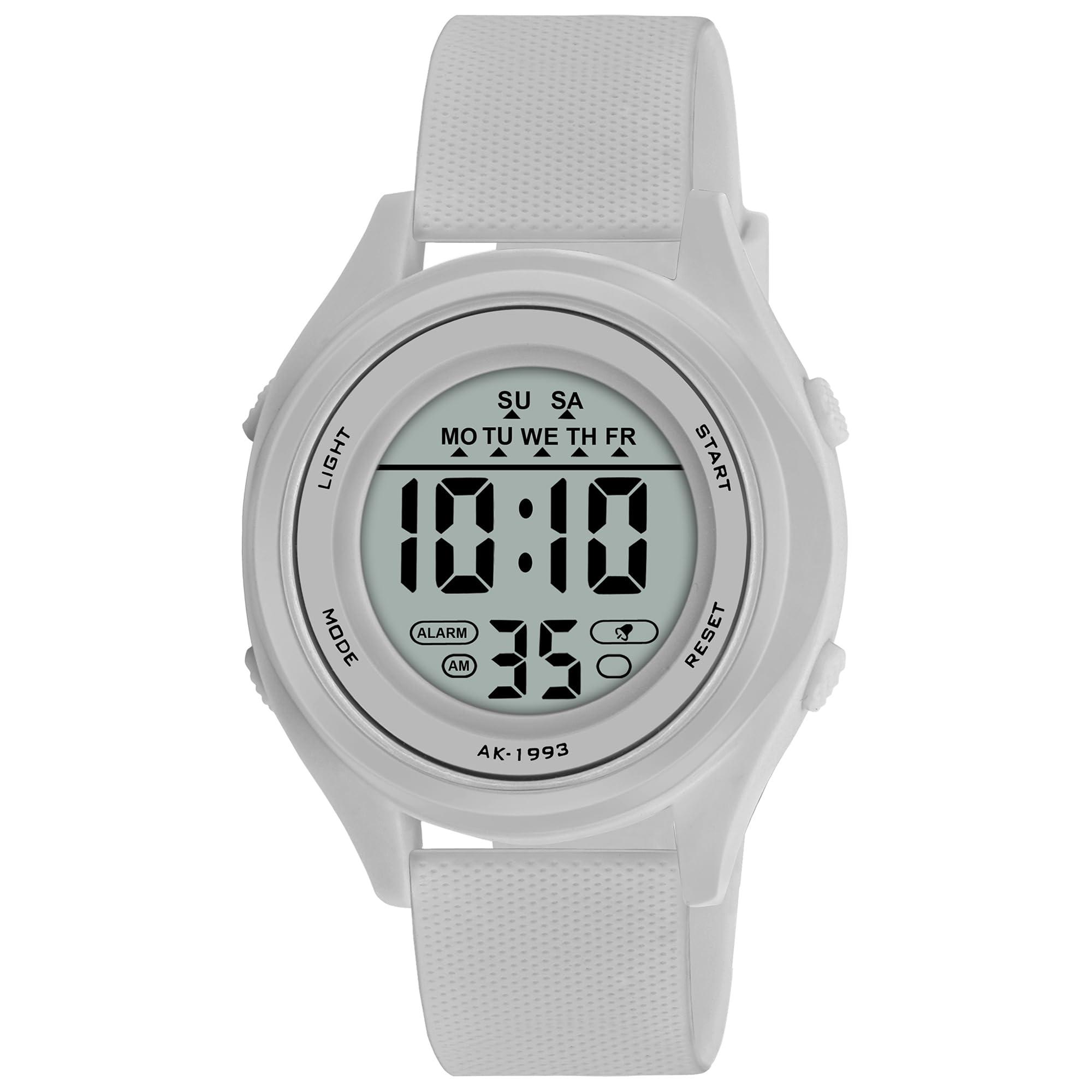 PAPIO® Grey Color Silicone Belt Digital Sports Watch with 7 Color LCD Display, Water Resistant, Unisex Watch for Women, Girls, Boys and Kids (DIGITAL-027 Grey)
