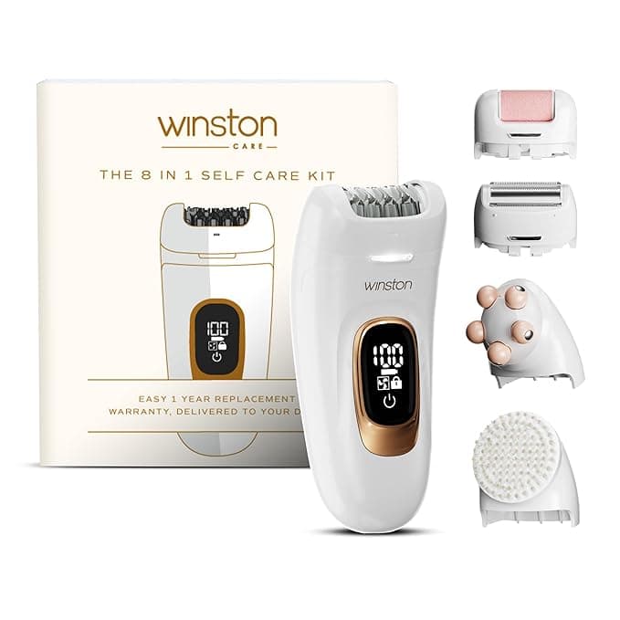 Winston 8 in 1 Ultimate Grooming & Self Care Kit for Women with Callus Remover, Epilator, Shaver, Trimmer, Cleaning Brush, Massager Rechargeable Grooming Kit for All Skin Types