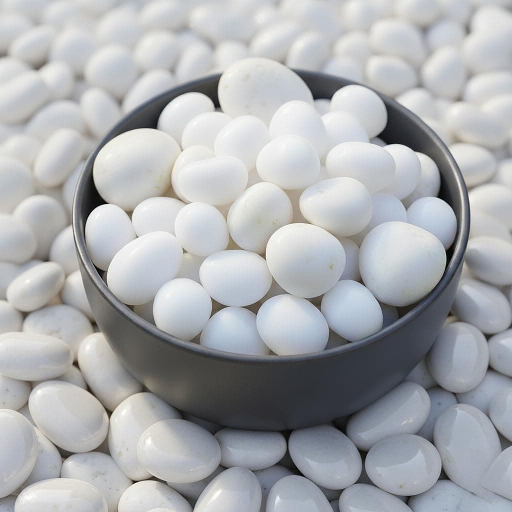 Schmick 2 Kg Polished White Pebbles Stones for Plants Pots, Aquarium Fish Tank, Pebbles for Decoration, Garden, Table and Home Decor, Vase Fillers (2 Kg, White Stone)