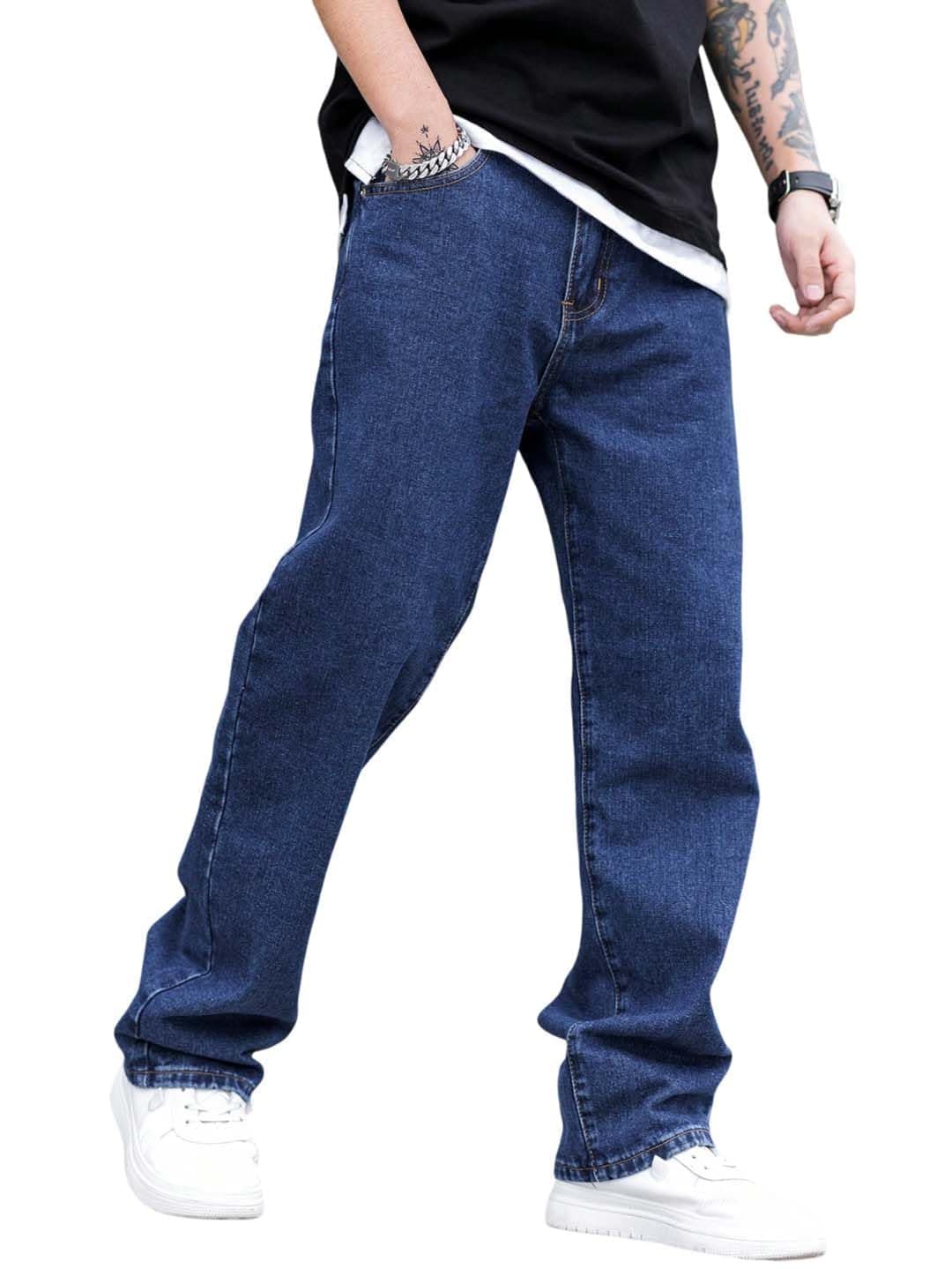 KOTTY Men's Solid Regular Fit Mid Distressed Fashionable Trendy Denim Jeans(Blue,28)