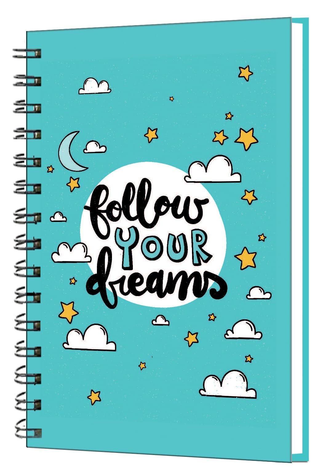 AccuPrints wiro Hard bound Size -A5 (6 by 9 inch) Notebook Diary Ruled 200 pages-Notebook Diary (Follow your dream)