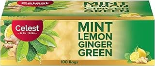 Celest Green Tea - Ginger, Mint & Lemon - 100 Bags | Green Tea Bags 100 Pcs