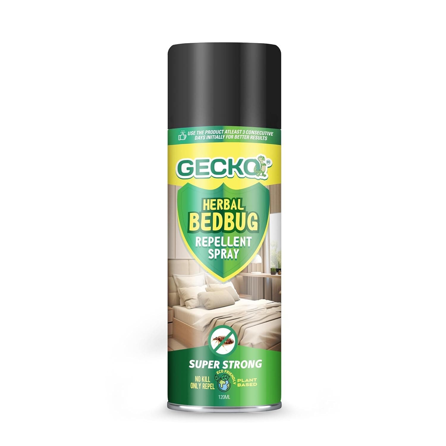 Gecko BedBug Spray | Herbal Natural Chemical-Free Protection | Plant Oil Formula | Safe for Babies & Pets | Fast Action in 10 Min & Long-Lasting | Khatmal Repellent | Pack of 1| 120ML
