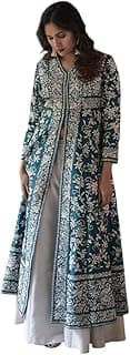 YUVRAAJ CREATION Women's Cotton Embroidery A-line Kurti With Palazzo Set