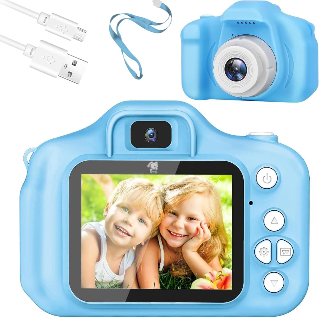 Storio Rechargeable Kids Camera Toy 3.0MP - Blue | 1080P Video Camera with 2-Inch Screen Supports 32GB with Games,Filters,Time-Lapse Educational Birthday Gift for Boys & Girls Age 3–12