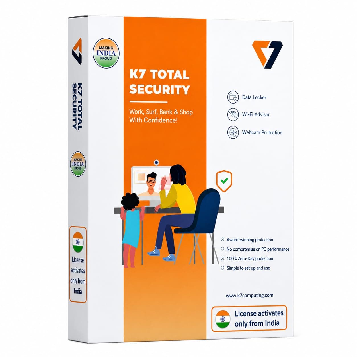 K7 Total Security Antivirus | 1 User 2 Years | Anti-Ransomware, Web Protection, Wi-Fi Security Advisor | Windows Desktop, Laptop, PC| Email Delivery in 2 hours