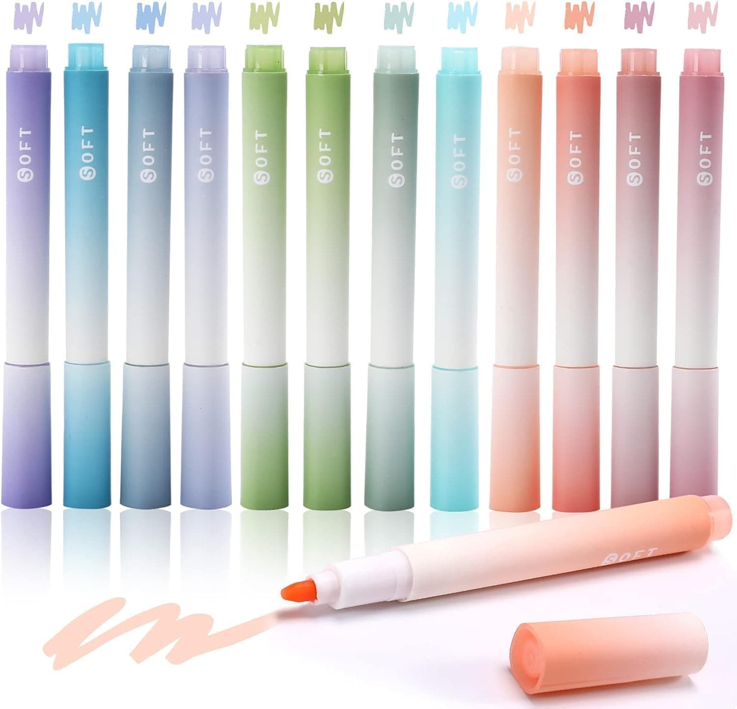 SHUTTLE ART 12 PCS Pastel Highlighter Pens | Dual Tip Soft Color Markers for Journaling, Note Taking, Office & School Supplies | Aesthetic Stationery Cute Highlighters for Study, Planner & Art (Set)