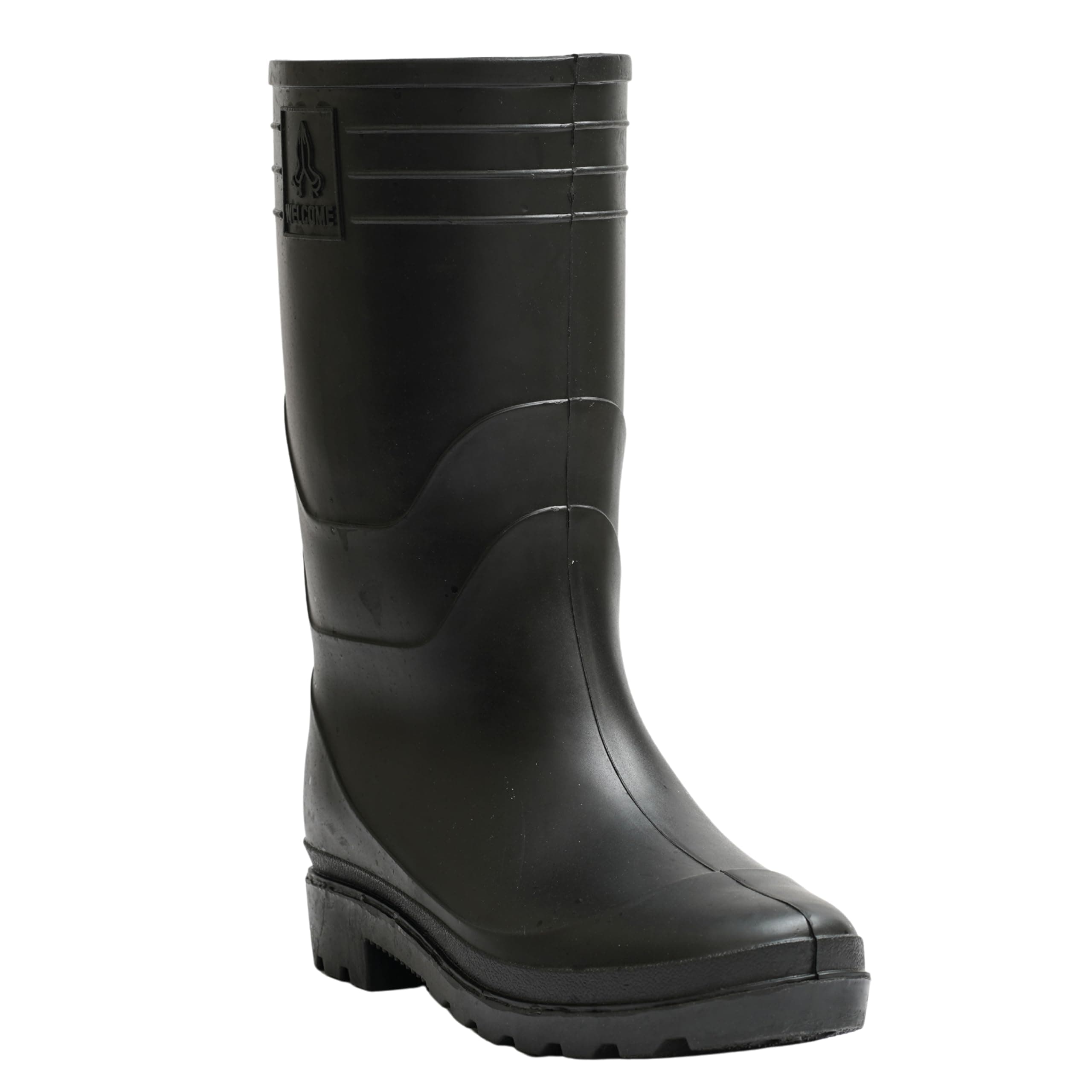 Hillson Welcome Gumboot | Waterproof, Anti-Skid, Comfortable Sole, Full Black, Protection against Oil, Acid, Chemicals | Size 08 INDIA/UK