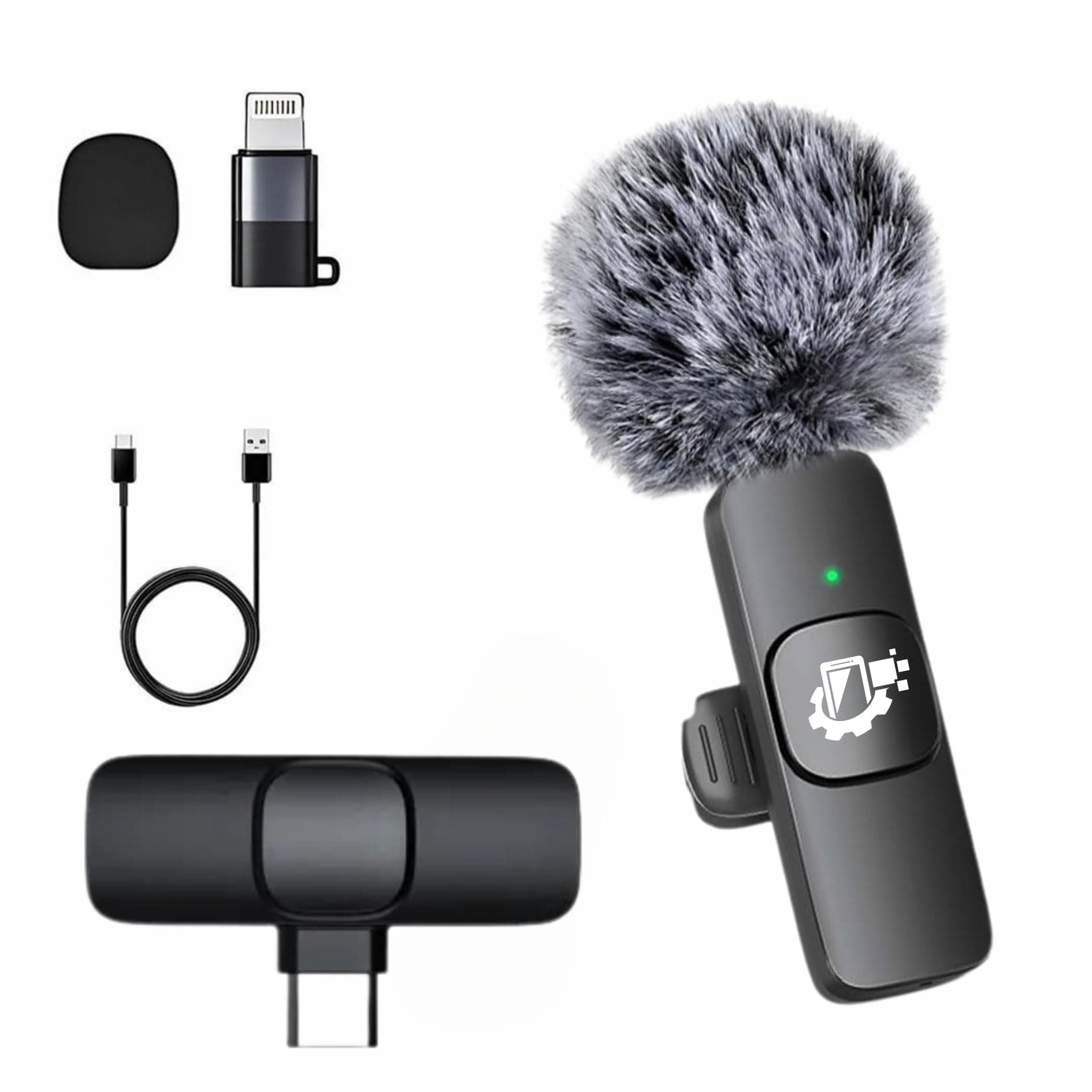 GADGETSWEAR Wireless Lavalier Furry Microphone K8, Plug & Play Bluetooth Collar Mic for YouTube, Vlogging, Video Recording, Portable, Compatible with Android & iPhone